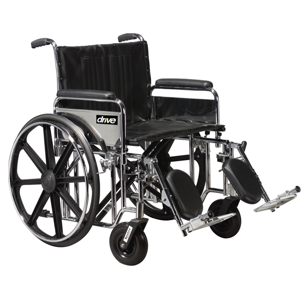 Sentra Extra Heavy Duty Wheelchair - Adj. Height Detachable Desk Arm & Elevating Leg Rests 22 Inch - Click Image to Close